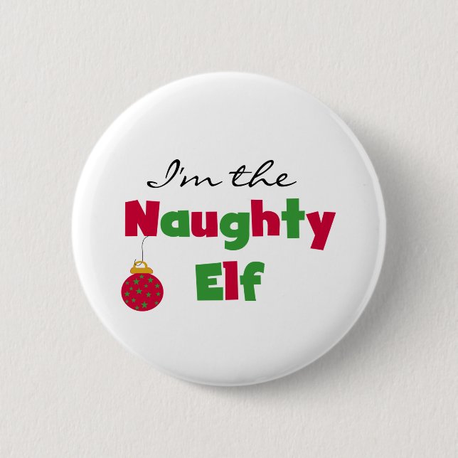 Naughty Elf 2 Inch Round Button (Front)