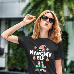 Naughty elf family matching christmas outfit name T-Shirt