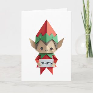 Naughty ELF funny origami christmas naughty list Card