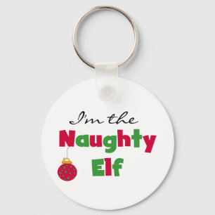 Naughty Elf T-shirts and Gifts Keychain