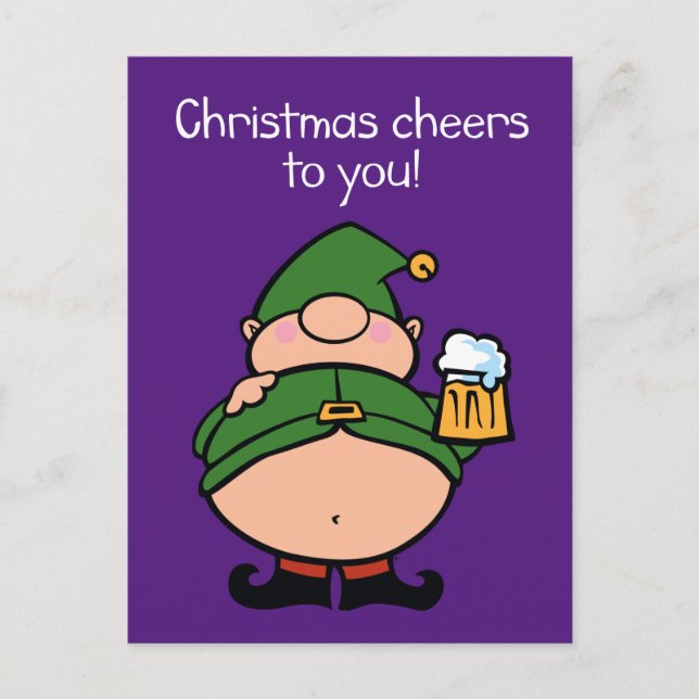 Naughty Elves Beer Christmas Postcard (Front)