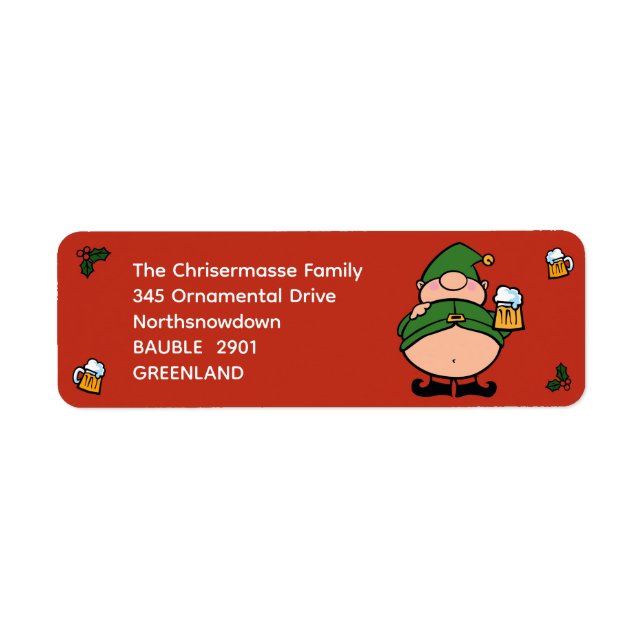 Naughty Elves Beer Xmas Return Address Label (Front)