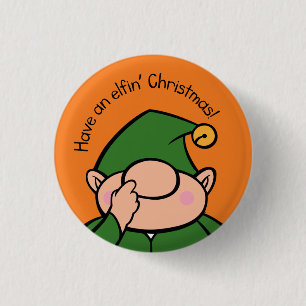 Naughty Elves Picker Christmas Badge 1 Inch Round Button