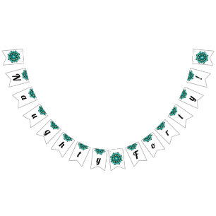 Naughty forty! Mandala in aqua Bunting Flags