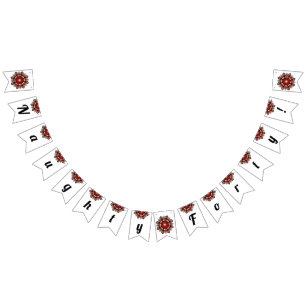 Naughty forty! Mandala in red Bunting Flags