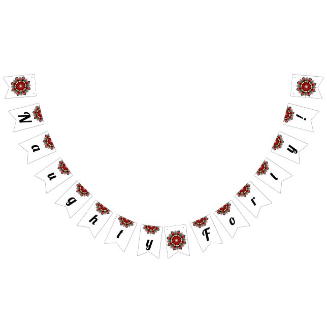 Naughty forty! Mandala in red Bunting Flags (All)