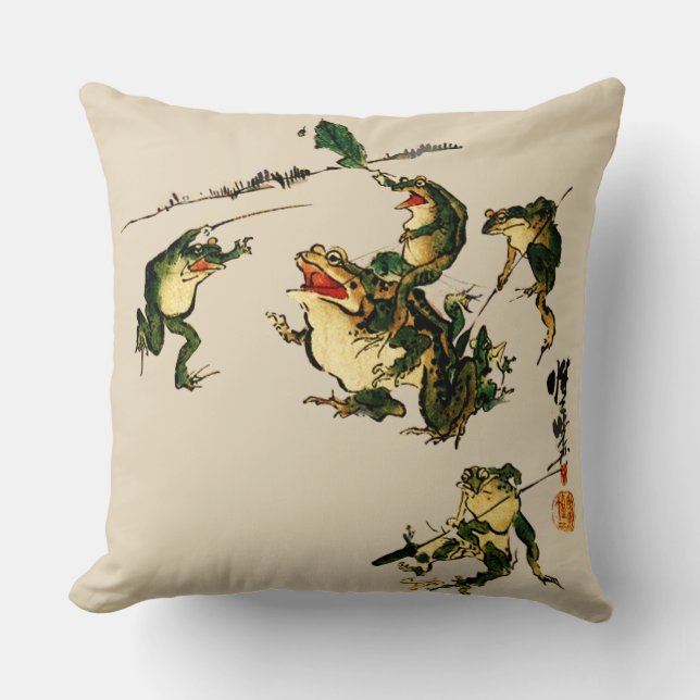 Naughty Frogs Throw Pillow (Front)