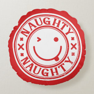 Naughty Funny Christmas  Round Pillow