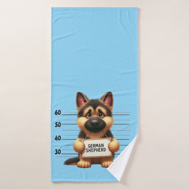 Naughty German Shepherd Bath Towel (Bath Towel)