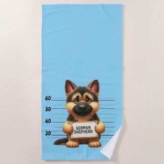 Naughty German Shepherd Beach Towel