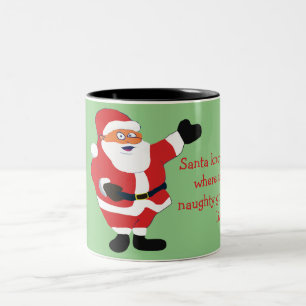 Naughty Girl Bad Santa Funny Joke Humor Fun Two-Tone Coffee Mug
