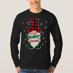 Naughty Gnome Buffalo Plaid Matching Family Christ T-Shirt