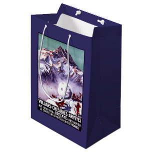 Naughty Gnomes Making Giant Snowball Poster Medium Gift Bag