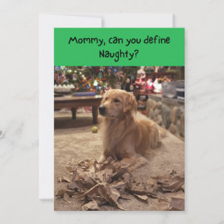 Naughty Golden Retriever Shredding Paper Christmas Holiday Card
