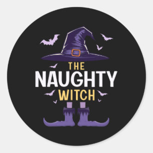 Naughty Halloween Witch Group Matching Costume  Classic Round Sticker