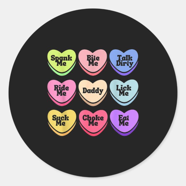 Naughty Heart Candy Daddy Spank Me Adult Humor Cou Classic Round Sticker (Front)