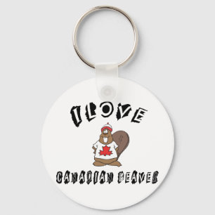 Naughty I Love Canadian Beaver Keychain