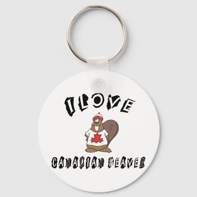 Naughty I Love Canadian Beaver Keychain (Front)
