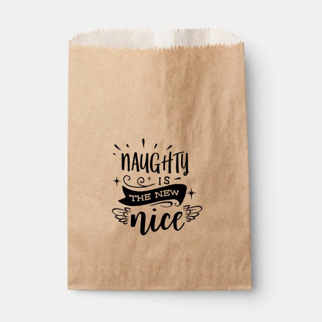 NAUGHTY IS THE NEW NICE Christmas Holiday Favour Bag (Front)
