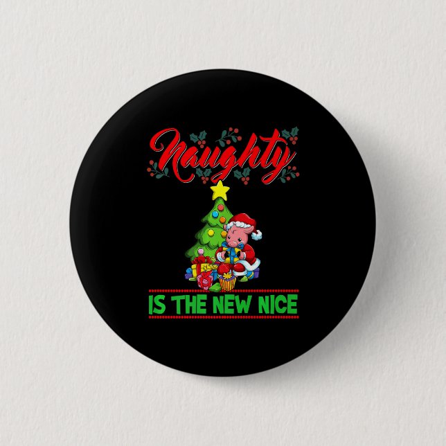 Naughty Is The New Nice Christmas Santa Xmas Premi 2 Inch Round Button (Front)