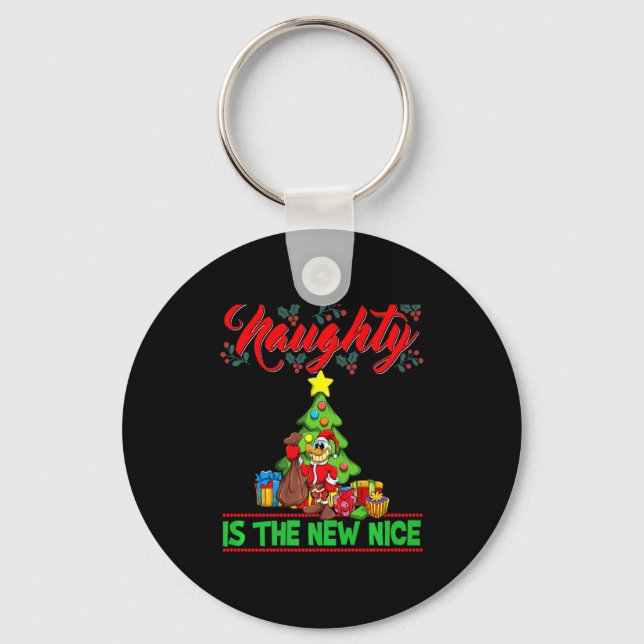 Naughty Is The New Nice Christmas Santa Xmas Premi Keychain (Front)