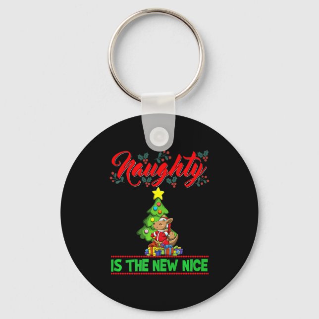 Naughty Is The New Nice Christmas Santa Xmas Premi Keychain (Front)
