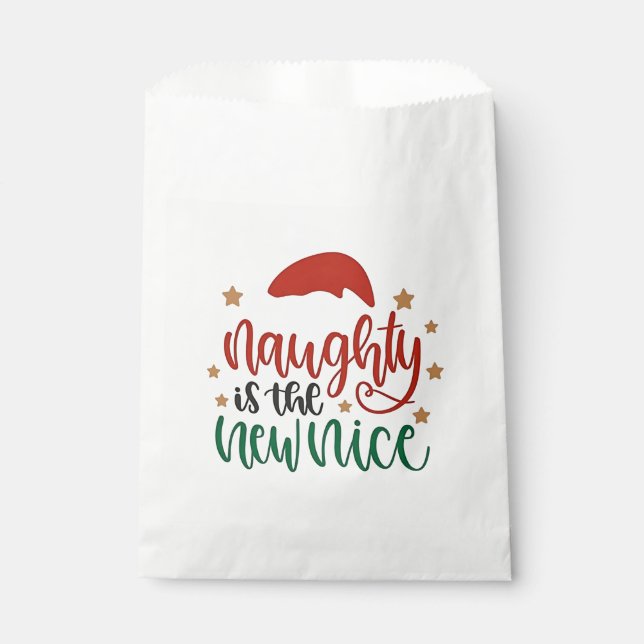 Naughty is The New Nice Funny Christmas Santa Favour Bag (Front)