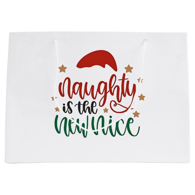 Naughty is The New Nice Funny Christmas Santa Large Gift Bag (Front)