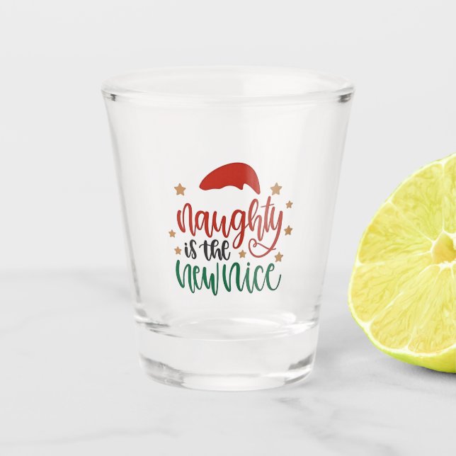 Naughty is The New Nice Funny Christmas Santa Shot Glass (Front)