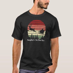 Naughty Is The New Nice Santa Sleigh Retro T-Shirt