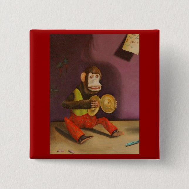 naughty kid detail(Monkey) 2 Inch Square Button (Front)