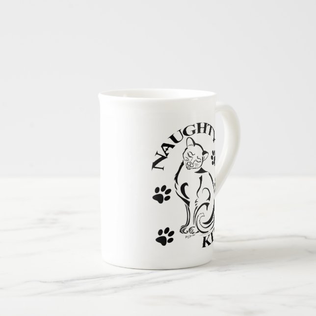 Naughty Kitty Bone China Mug (Front Right)