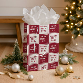 Naughty List 100% Coal | Funny Christmas Medium Gift Bag