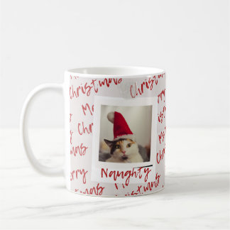 Naughty list cat coffee mug