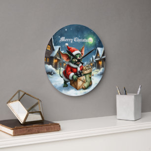 Naughty List Delivery: The Goblin Clause Chronicle Large Clock