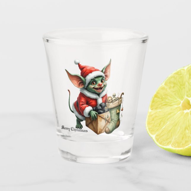 Naughty List Delivery: The Goblin Clause Chronicle Shot Glass (Front)
