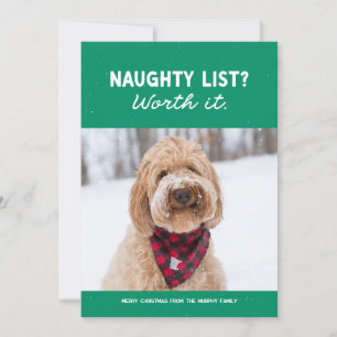 Naughty list funny cute green Christmas Holiday Card