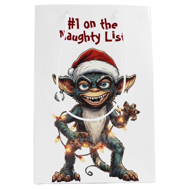Naughty List Gremlin Medium Gift Bag (Front)