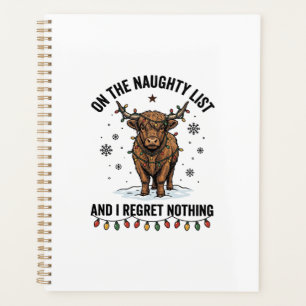 Naughty List Highland Cow Christmas Engraving Desi Planner
