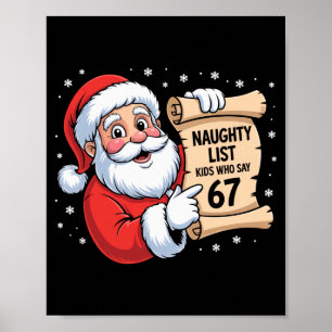 Naughty List Kids Who Say 67 Funny Meme 6 7 Christ Poster