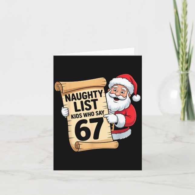 Naughty List Kids Who Say 67 Funny Meme Christmas  Card (Front)