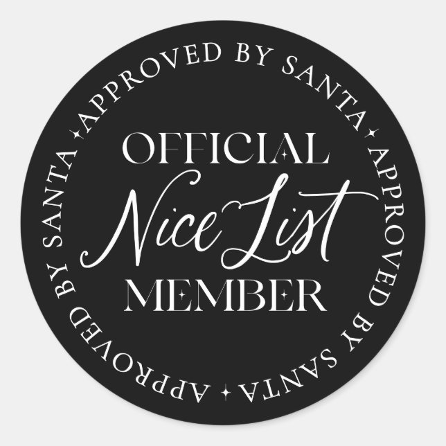 Naughty List Member Approved By Santa Christmas Classic Round Sticker (Front)