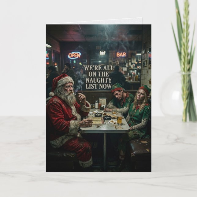 Naughty List Santa Elves Diner Card (Front)