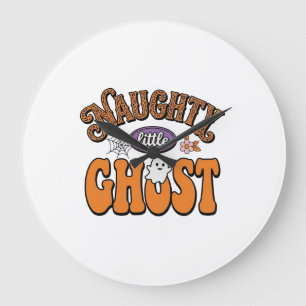 Naughty Little Ghost Vintage Halloween Shirt Desig Large Clock