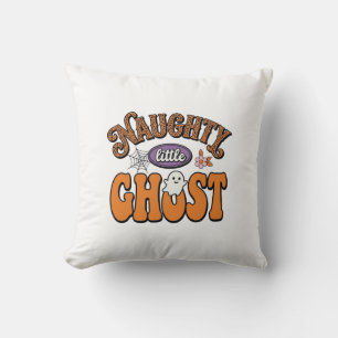 Naughty Little Ghost Vintage Halloween Shirt Desig Throw Pillow