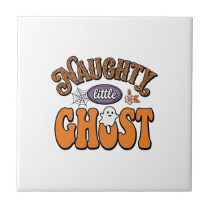 Naughty Little Ghost Vintage Halloween Shirt Desig Tile