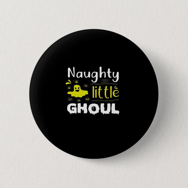 Naughty Little Ghoul Funny Halloween Design 2 Inch Round Button (Front)