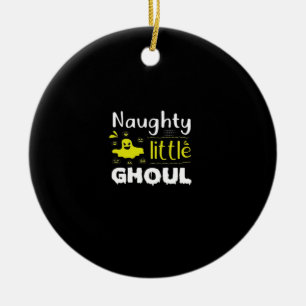 Naughty Little Ghoul Funny Halloween Design Ceramic Ornament