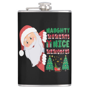 Naughty Moments Nice Memories Christmas Hip Flask