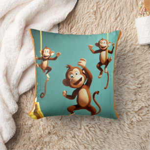 naughty monkey family throw pillow